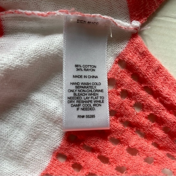 Express Striped Long Sleeve Sweater Pink/White M - Picture 5 of 5